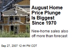 August Home Price Plunge Is Biggest Since 1970