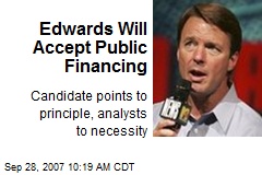 Edwards Will Accept Public Financing