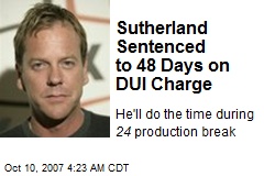 Sutherland Sentenced to 48 Days on DUI Charge