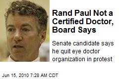 Rand Paul Not a Certified Doctor, Board Says