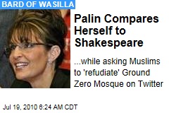 Palin Compares Herself to Shakespeare