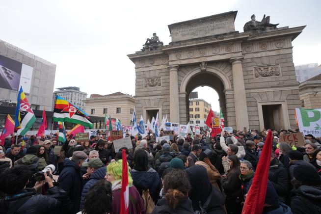 Demonstrators in Milan protest ICE unit at Winter Olympics