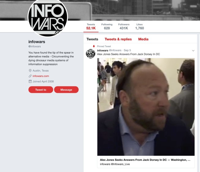 Twitter permanently bans Alex Jones, Infowars citing abuse