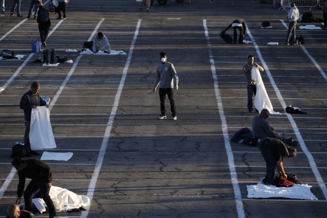 Las Vegas marking parking places for homeless encampment