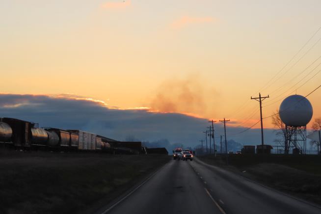Derailed train in Kentucky causes a chemical leak and sparks a fire