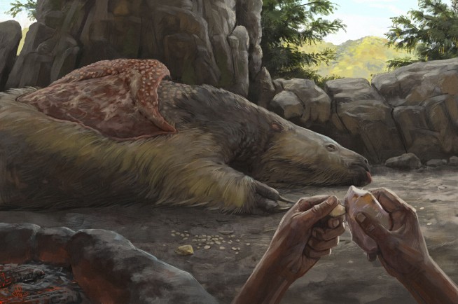 Pendants made from giant sloths suggest earlier arrival of people in the Americas