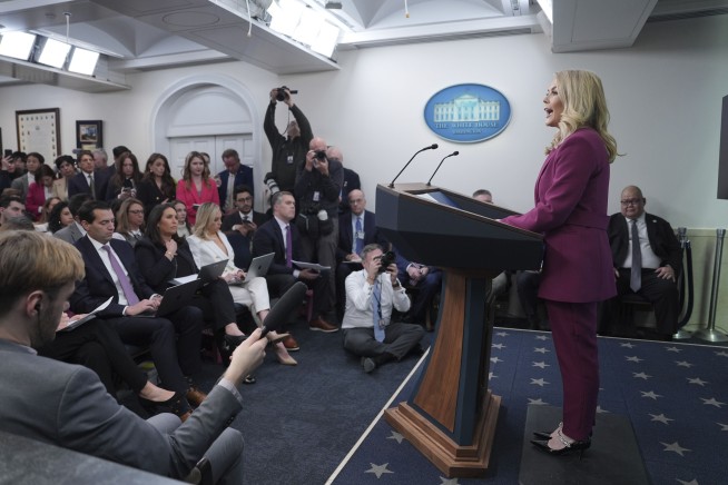 Karoline Leavitt, the youngest White House press secretary, makes her debut in the briefing room