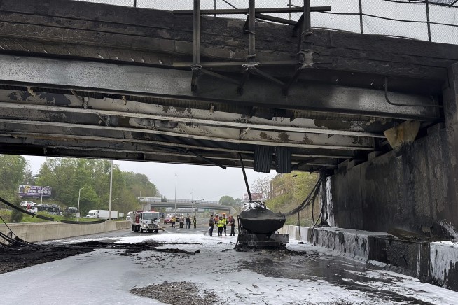 Traffic snarled as workers begin removing I-95 overpass scorched in Connecticut fuel truck inferno