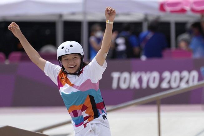 Nishiya, just 13, gives Japan sweep in street skateboarding