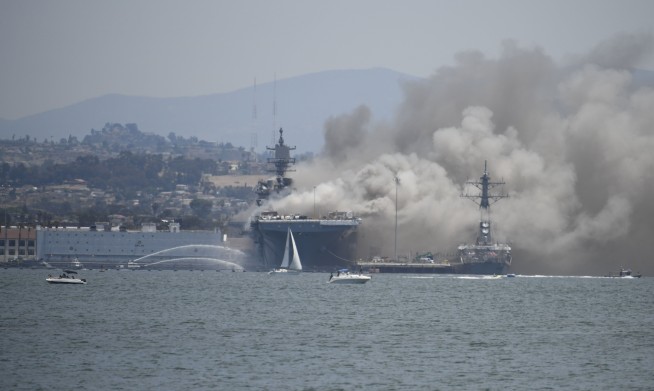 11 injured in fire aboard ship at Naval Base San Diego