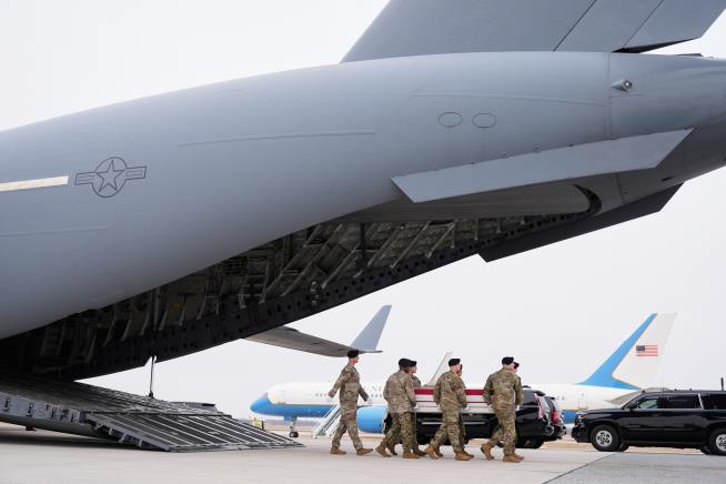 Trump grieves with families during return of soldiers killed in war in the Middle East