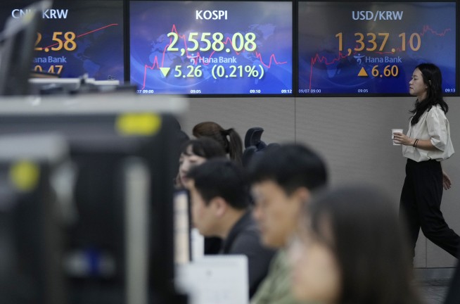 Stock market today: Asian shares fall, tracking a decline on Wall St on fears rates may stay high
