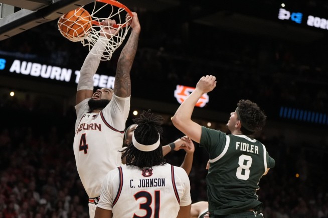 Auburn completes sweep of No. 1 seeds into Final Four, beating Michigan State 70-64