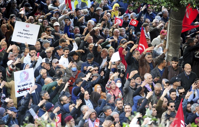 Thousands protest in Tunisia against president's rule