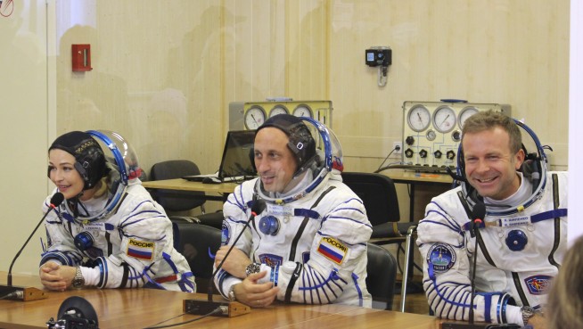 Russian film crew in orbit to make first movie in space