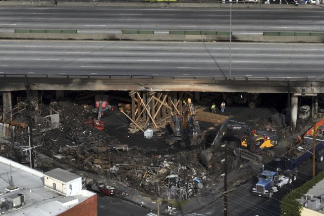 Arson likely caused fire that damaged vital artery of Los Angeles freeway, governor says