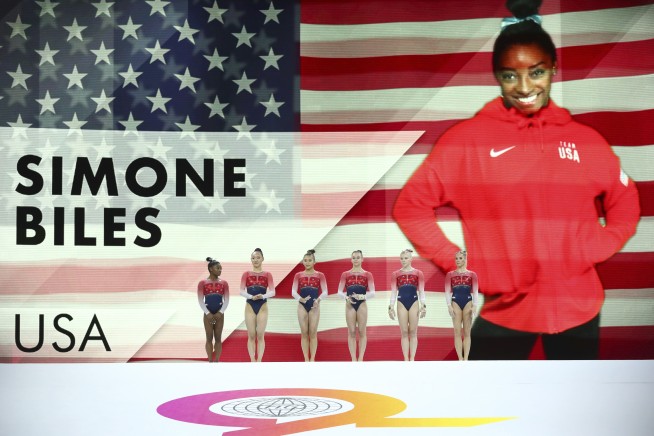 Biles sets record as US wins world gymnastics team gold