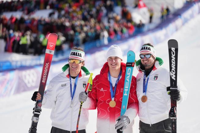 Franjo von Allmen of Switzerland wins men's downhill, first gold medal of Milan Cortina Olympics