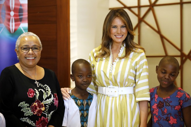 The Latest: Melania Trump has tea with Kenya's 1st lady