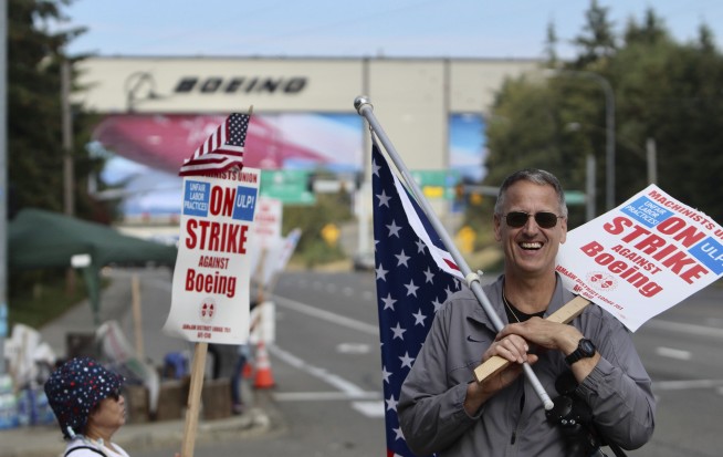 A strike by Boeing factory workers shows no signs of ending after its first week