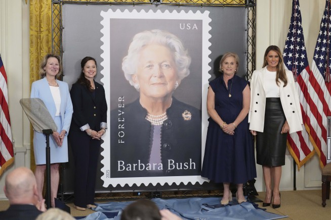 Melania Trump hosts White House event to unveil Barbara Bush postage stamp