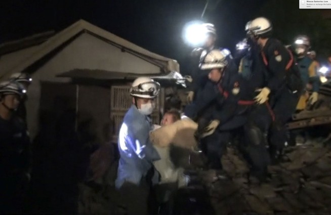 2nd strong quake hits southern Japan; some reported trapped