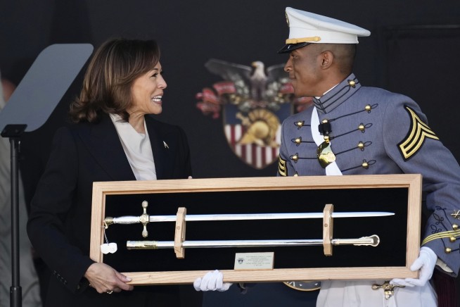 VP Harris praises cadets' sacrifice in West Point's 1st commencement speech by a woman