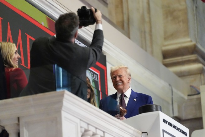 Trump is named Time's Person of the Year and rings the New York Stock Exchange's opening bell