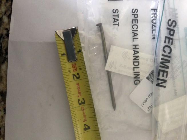 Wisconsin man drives to hospital after nail shot into heart