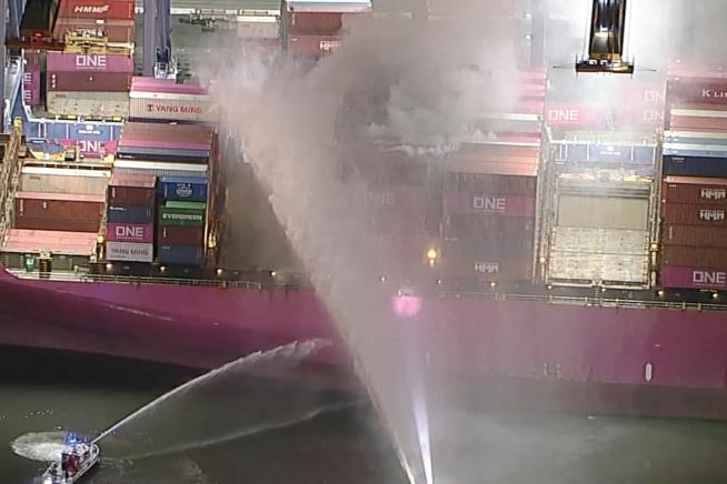 Cargo ship fire in Los Angeles nearly contained after shelter-in-place order lifted