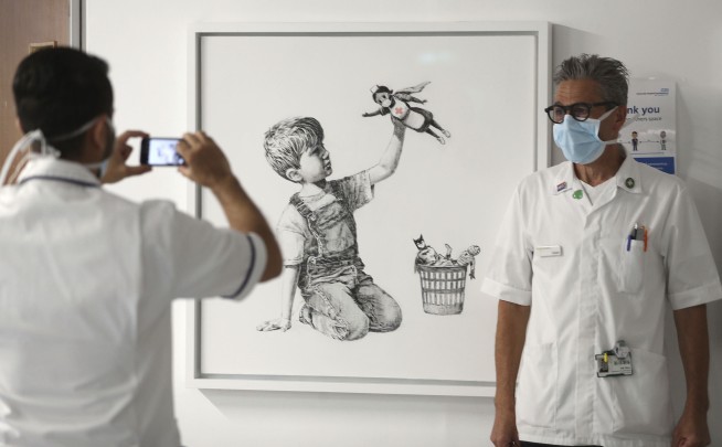 New Banksy art unveiled at hospital to thank doctors, nurses