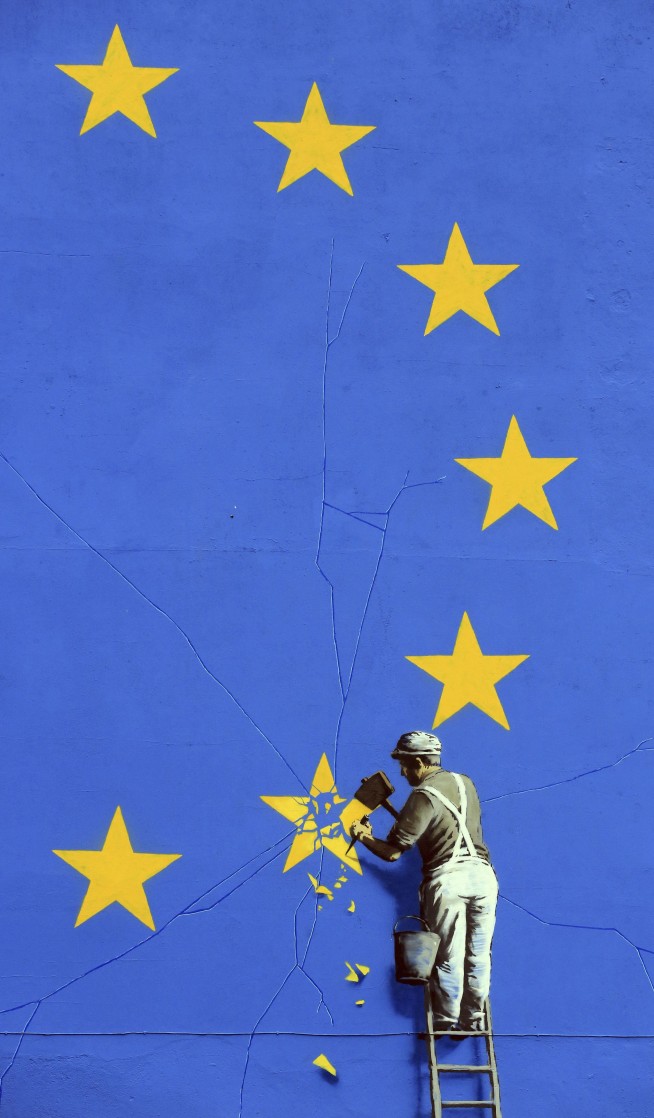 Chipping away at EU: Banksy's take on Brexit seen in Dover