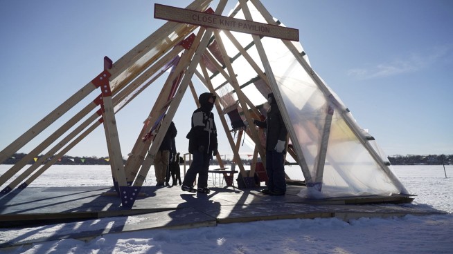 Thousands enjoy art on a frozen Minneapolis lake despite bone-chilling temperatures