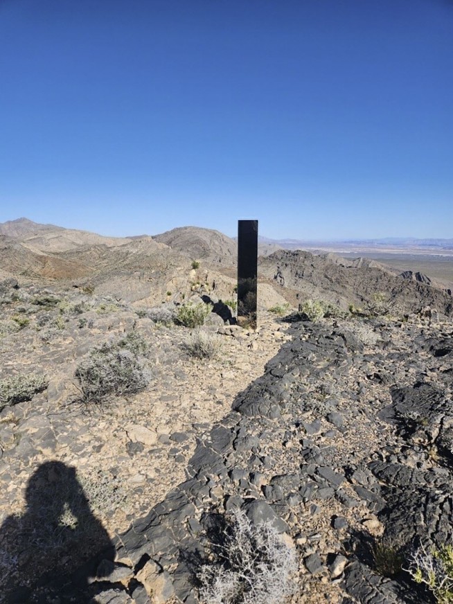 Shiny monolith removed from mountains outside Las Vegas. How it got there still is a mystery