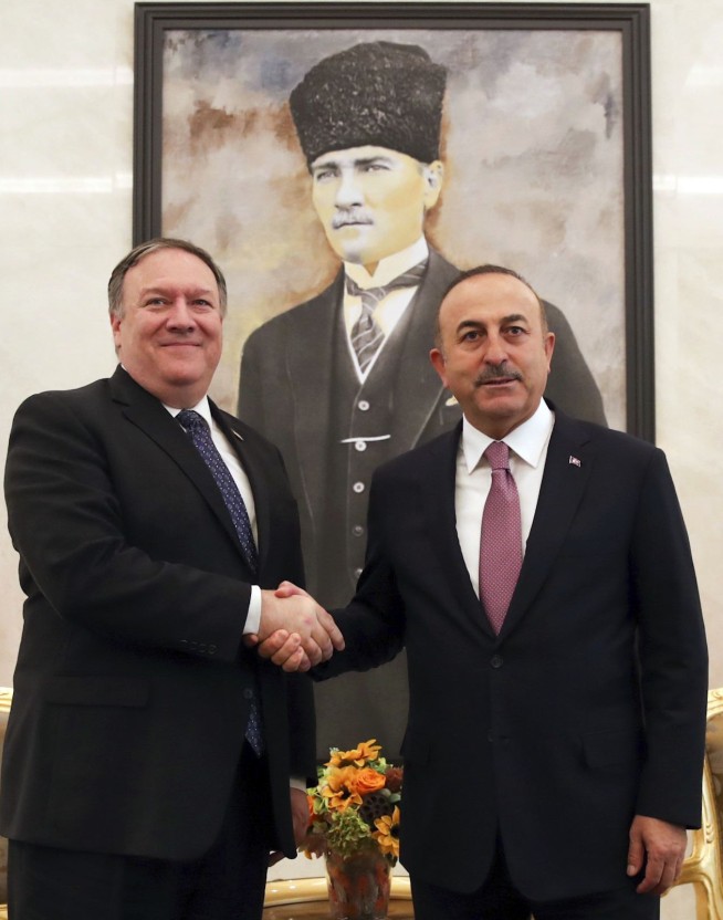 The Latest: Pompeo meets with Turkish president, FM