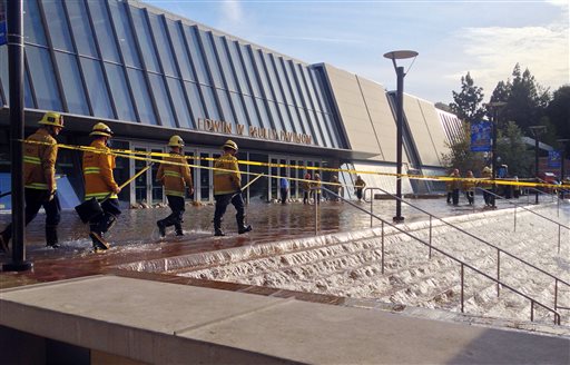 Broken water main floods UCLA; 5 people rescued