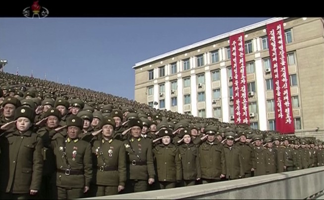 North Korea has military parade on eve of Olympics in South