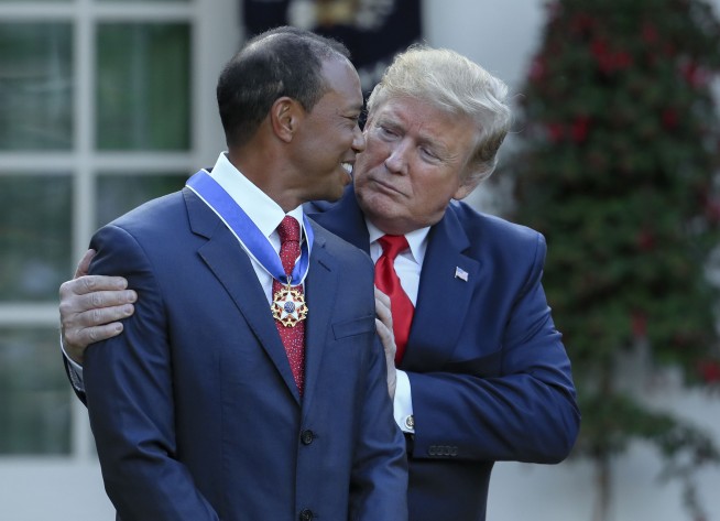 Trump awards medal to Tiger Woods, calls him 'true legend'