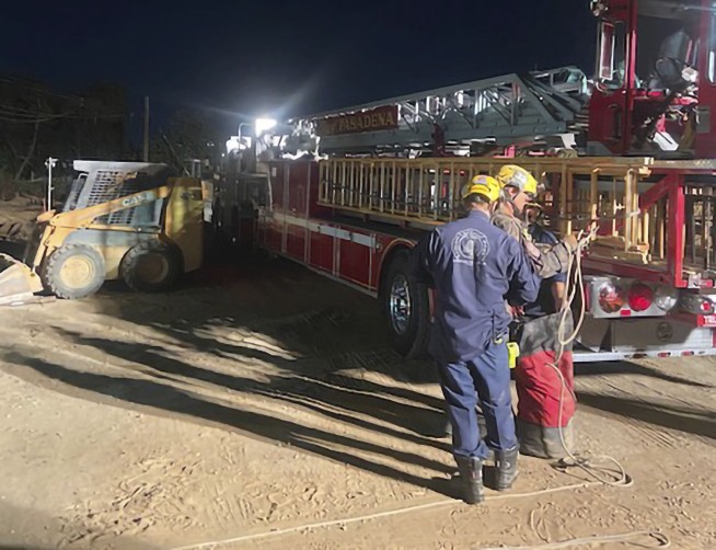 Blind dog rescued from hole at California construction site