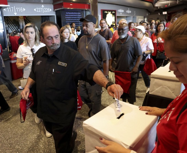 Las Vegas hospitality workers overwhelmingly permit union to call strike against hotels, casinos
