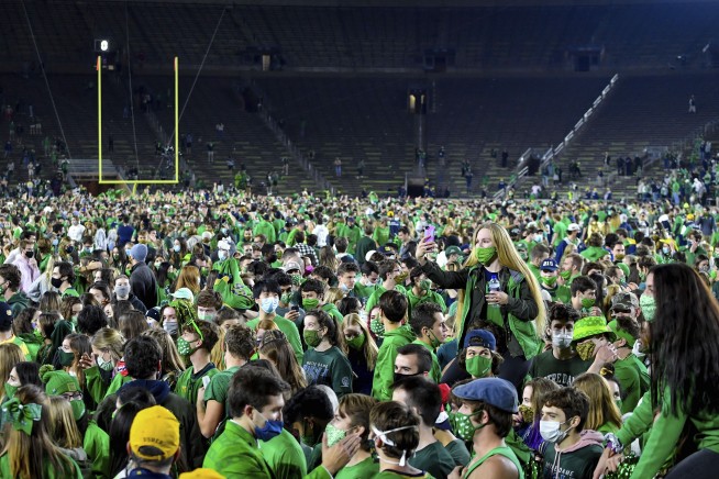 Notre Dame mandates COVID testing after football celebration