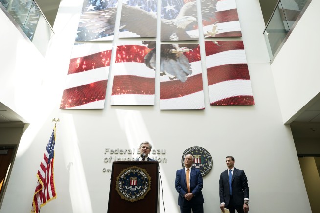 FBI's Wray denounces threats following search of Trump home