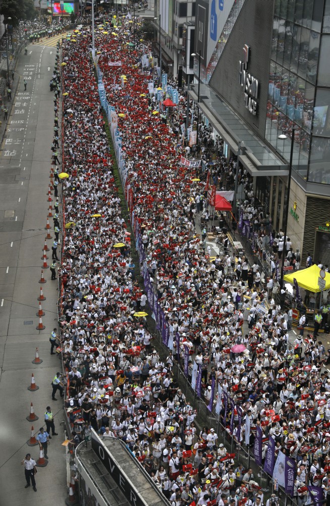Massive extradition bill protest fills Hong Kong streets