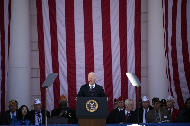 Biden says America's veterans are 'the steel spine of this nation' as he pays tribute at Arlington