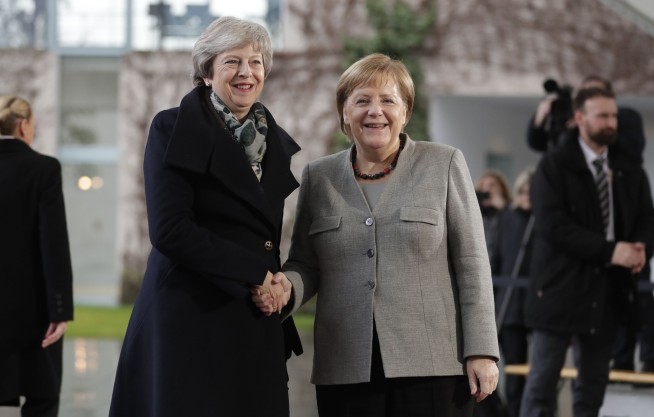 The Latest: May holds Brexit talks with Germany's Merkel
