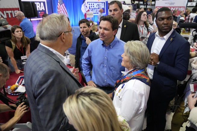 DeSantis in Iowa warns of GOP 'culture of losing' as weather sidelines Trump's event in the state
