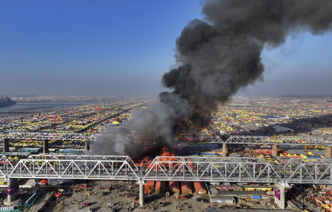 Fire burns through multiple tents at Maha Kumbh festival but causes no injuries
