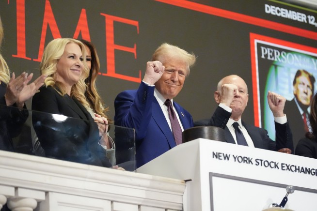 Trump is named Time's Person of the Year and rings the New York Stock Exchange's opening bell