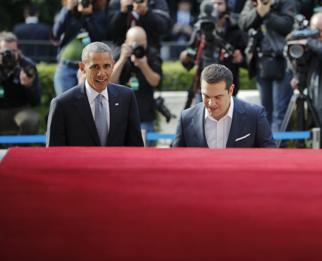 The Latest: Greek PM praises Obama's economic leadership