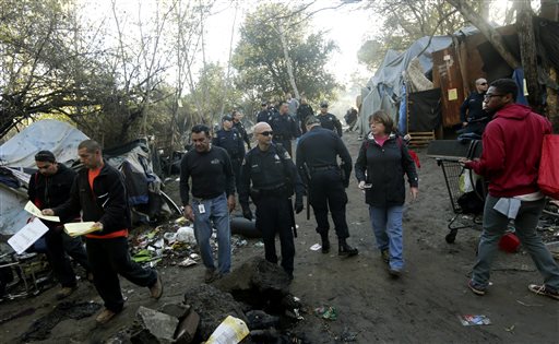 Crews break up homeless camp in Silicon Valley